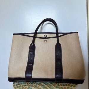 Elegant Tan and Brown hermes garden party tote